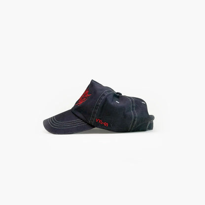 Soiree Hat / Distressed Grey + Red